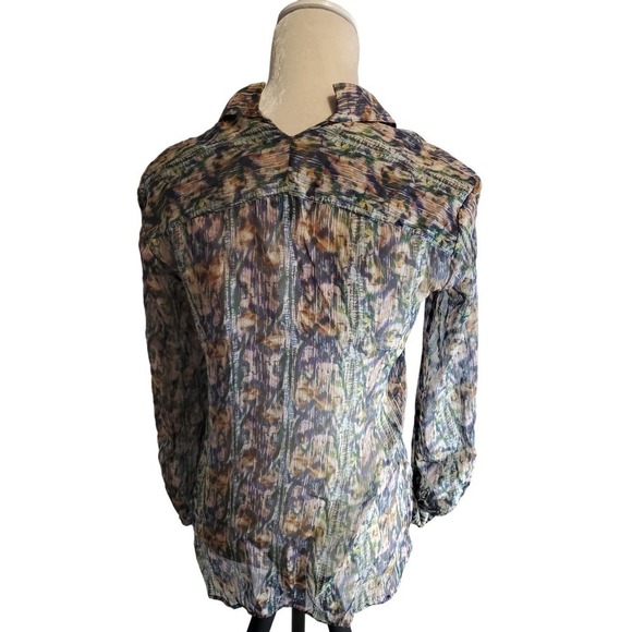 Theysken's Theory Silk semi sheer Button down Shirt Petite - Picture 4 of 8